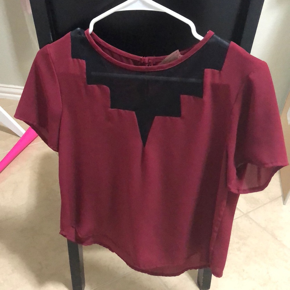 maroon colored blouse